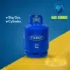 A blue CADAC gas cylinder labeled "5kg" against a yellow and blue background, promoting a gas combo product. Its Called 5KG Cylinder and Gas Combo!