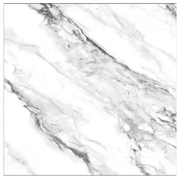 A marble texture with a smooth surface featuring a mix of white, gray, and subtle beige streaks, creating a natural and elegant pattern. Its Called Carrara White Floor Tiles