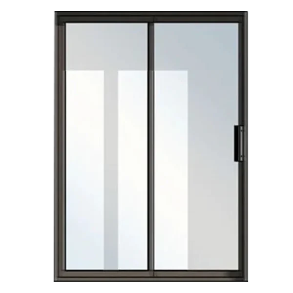 A window with a handle, rectangular in shape, set indoors, allowing light to enter the space. Its Called Aluminium 2 Panel Sliding Glass Door 1.5 X 2.1M