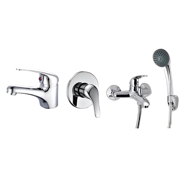 BathRoom Mixer Set Lever Silver EZI