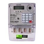 A digital electricity meter with a clear casing displaying 25.00 on an LCD. It features a numeric keypad with a red enter button. Labels indicate Citiq Prepaid and Hexing Electrical Co. Ltd. 2021. Its Called Citiq Hexing Prepaid-Meter