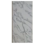 A polished white marble surface with subtle gray veining, showcasing elegant natural patterns and a smooth finish. Its Called White & grey veining PVC Ceiling