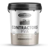 A 20-liter bucket of Home Seald Contractors PVA with a black lid. The label reads Waterbased Economical, suitable for both interior and exterior use. CONTRACTORS PVA Paint (Firstcoat or Undercoat)