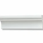 Two white crown moldings: one with a curved profile and the other with a flat edge, showcasing their different designs. Its Called EPS Plain Cornice 11mmx125mmx2m