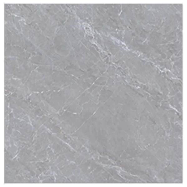 Close-up of a gray marble surface with subtle white veining, creating an elegant and textured appearance. The pattern features irregular, organic lines and slight color variations, typical of natural marble stone. Polished Wall Tiles