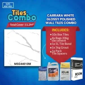 Carrara White Wall Tile Combo Glossy Polished Ceramic