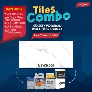 Carrara White Wall Tiles Combo | Glossy Polished Ceramic | 300X600mm | A-Grade | Msw36004m