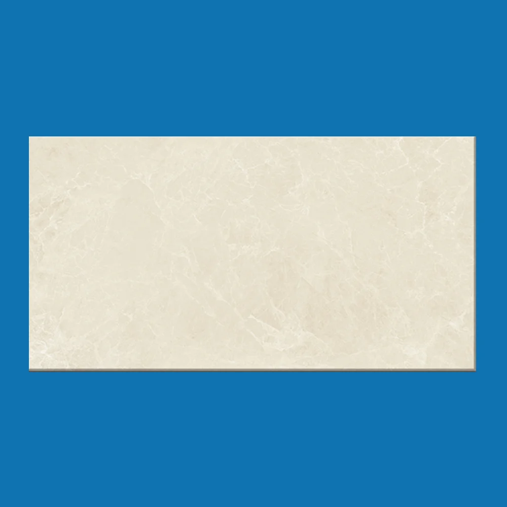 Light beige marble tile with subtle veining, rectangular shape, and a polished surface, ideal for elegant interior design. Its Called Ceramic Polished Wall Tiles