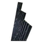 A bundle of black, cylindrical, hollow plastic pipes with a smooth, shiny surface, standing upright at various angles against a plain background. The pipes have subtle, faint lines running along their length. Its Called WallPanel Charcoal Spectre