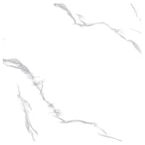 White marble texture with subtle gray veins running across the surface, creating an elegant and natural pattern. Its Called Glossy Polished Ceramic Carrara White Wall Tiles - 400x400mm - A-Grade