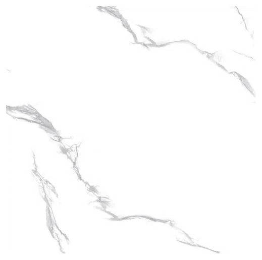 White marble texture with subtle gray veins running across the surface, creating an elegant and natural pattern. Its Called Glossy Polished Ceramic Carrara White Wall Tiles - 400x400mm - A-Grade