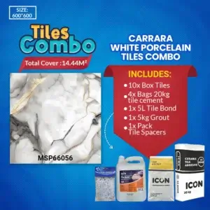 Carrara White Marble Effect Porcelain Tile  Combo- 600×600mm | A-Grade | MSP66041