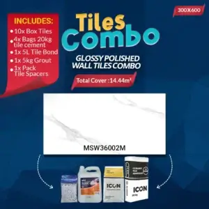 Carrara White Wall Tiles Combo-Glossy Polished-Ceramic-300x600mm | A-Grade