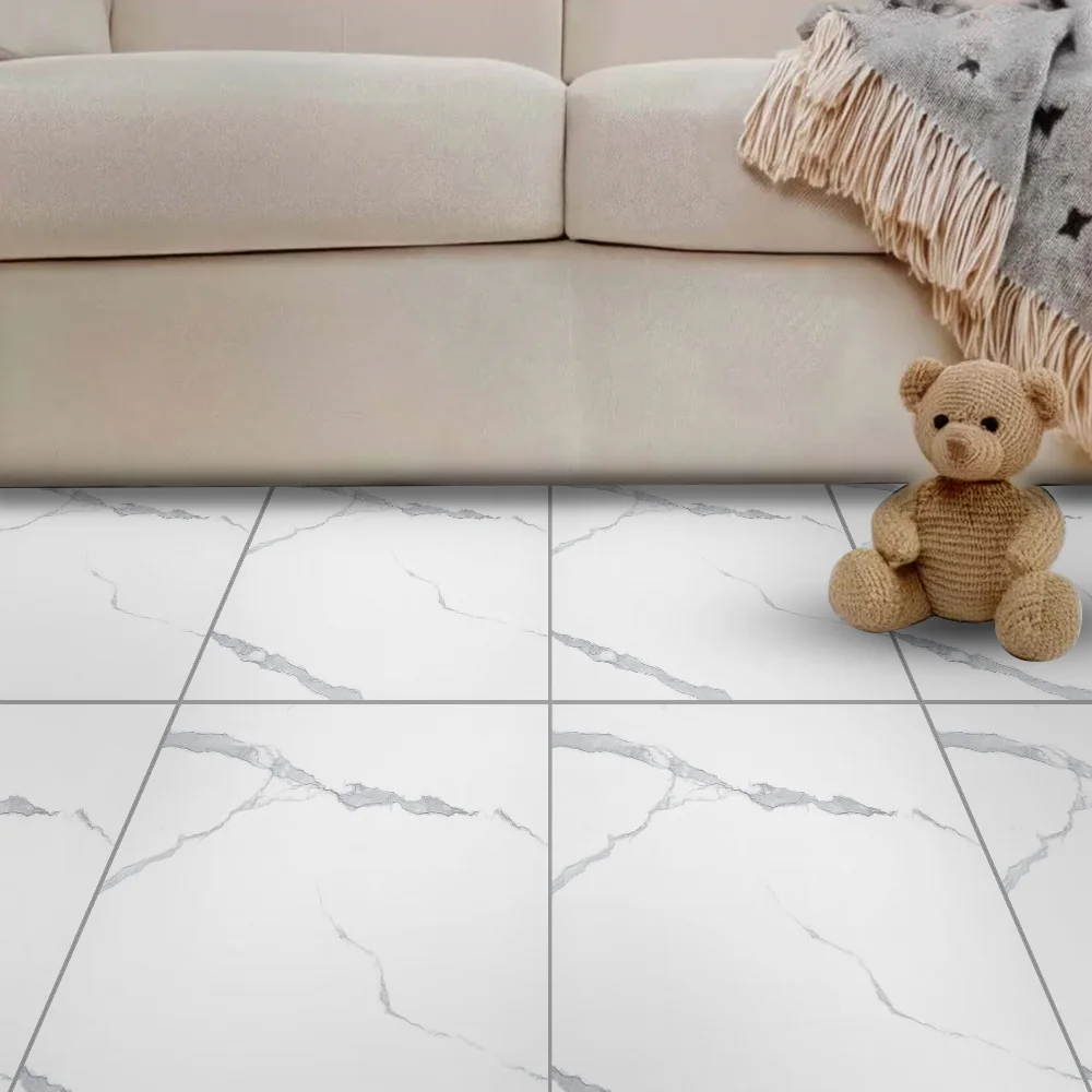 86006 Calacatta White Glossy Polished Porcelain Floor Tile