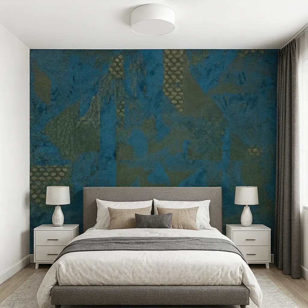 PVC Wallpaper – Elegant Blue & Gold