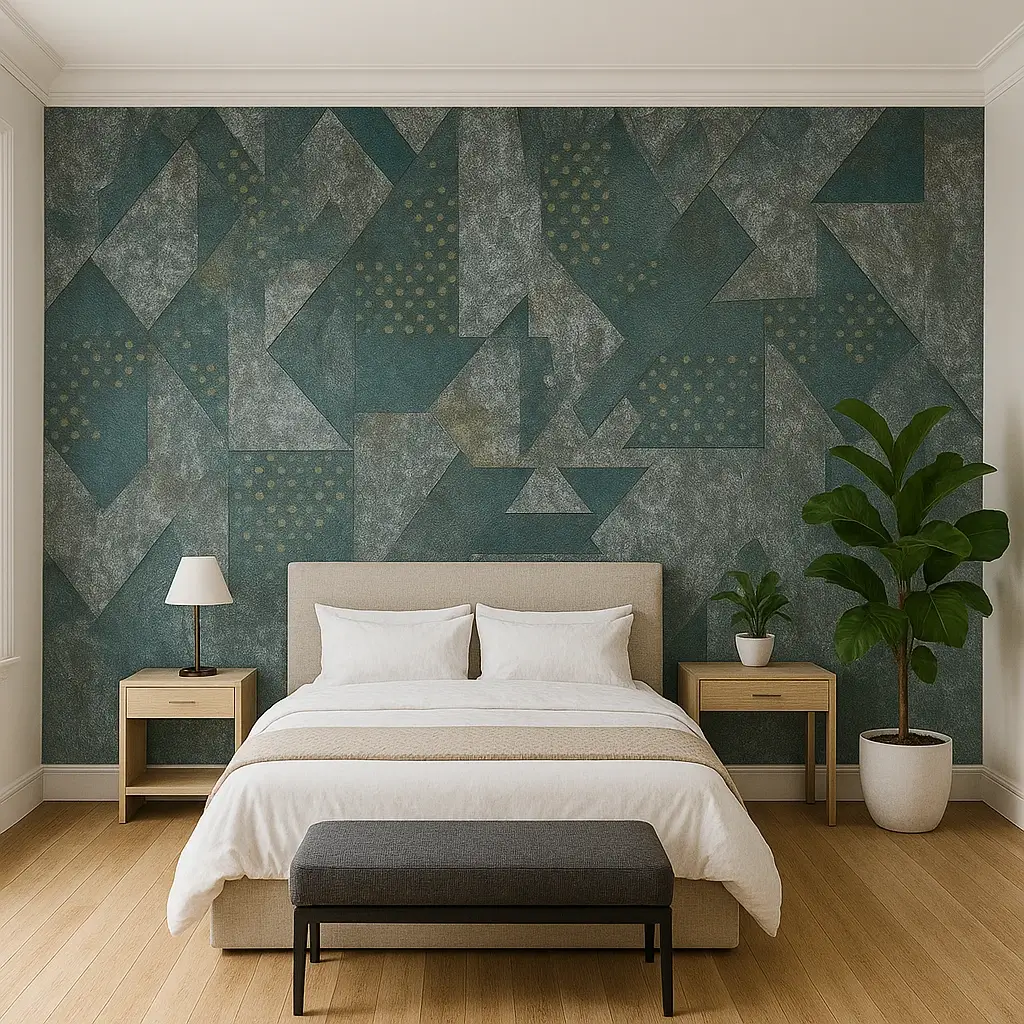 PVC Wallpaper – Modern Blue & Silver