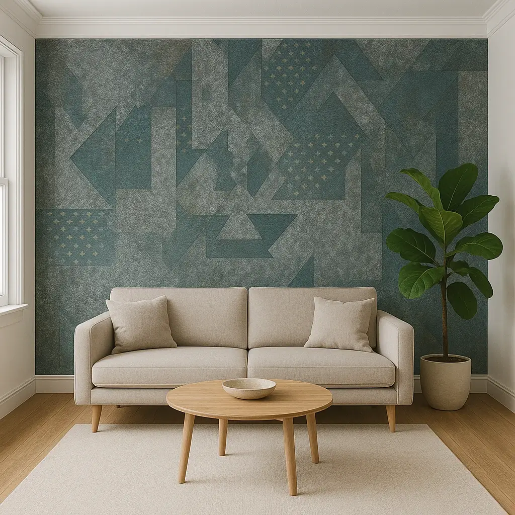 PVC Wallpaper – Modern Blue & Silver