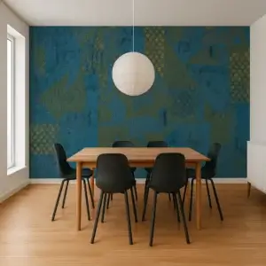 PVC Wallpaper – Elegant Blue & Gold