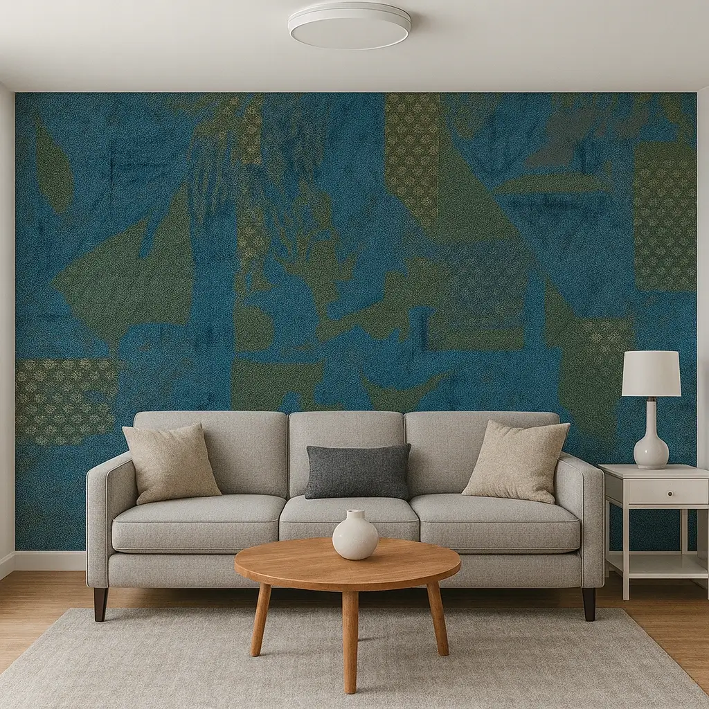 PVC Wallpaper – Elegant Blue & Gold