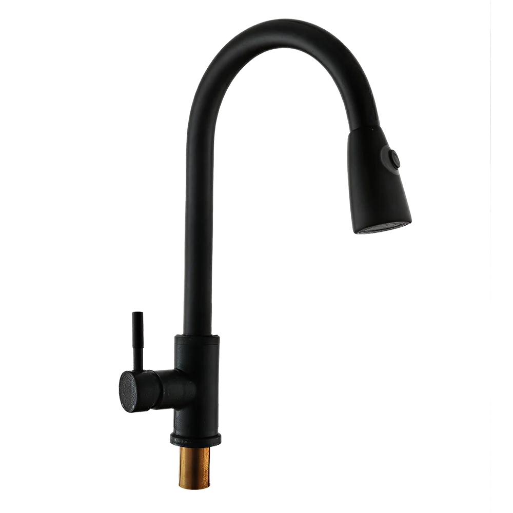 Black Pull-Down Kitchen Mixer Tap