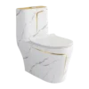 A White Toilet Pan With A Sophisticated Touch Of Gold And Grey
