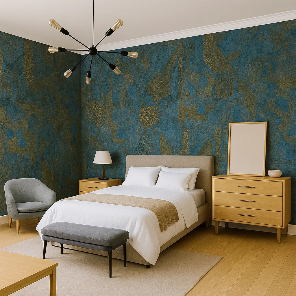 PVC Wallpaper – Elegant Blue & Gold