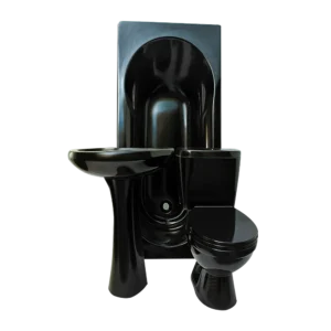 Black Ceramic Bathroom Set – 7-Piece