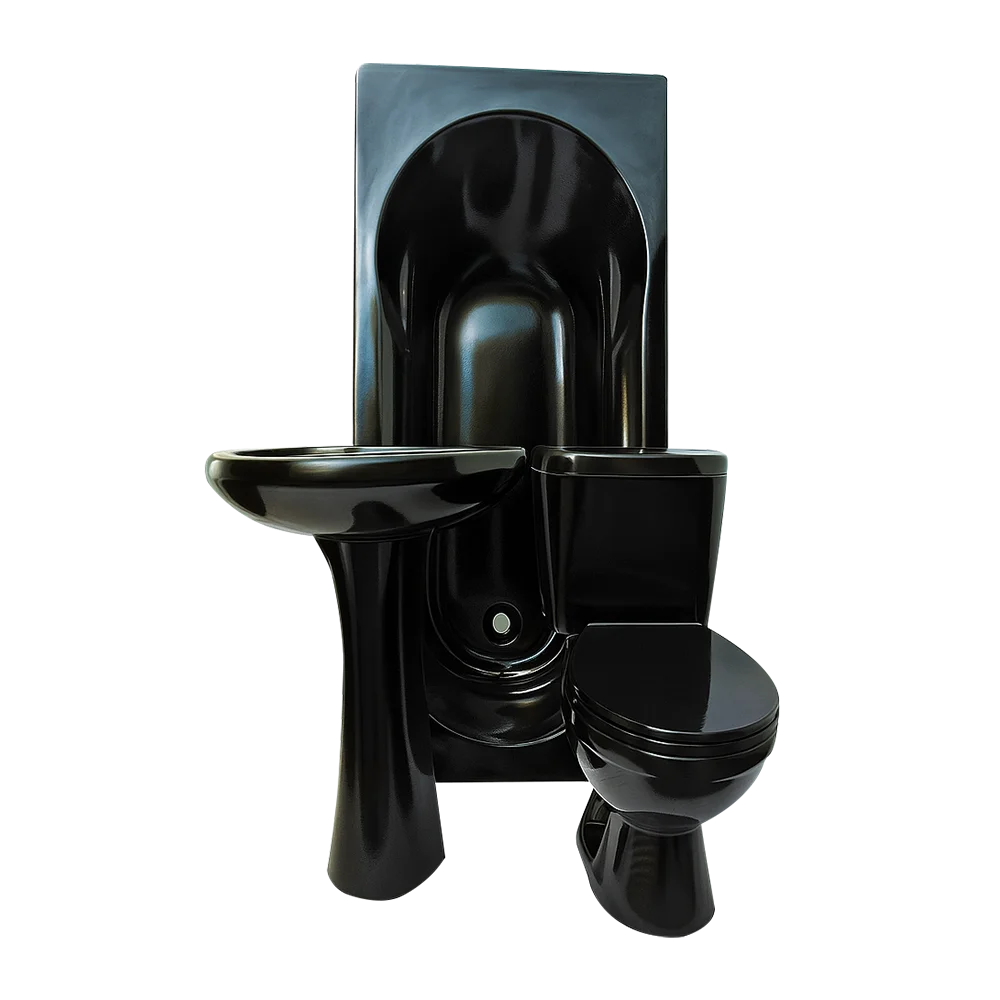 Black Ceramic Bathroom Set – 7-Piece