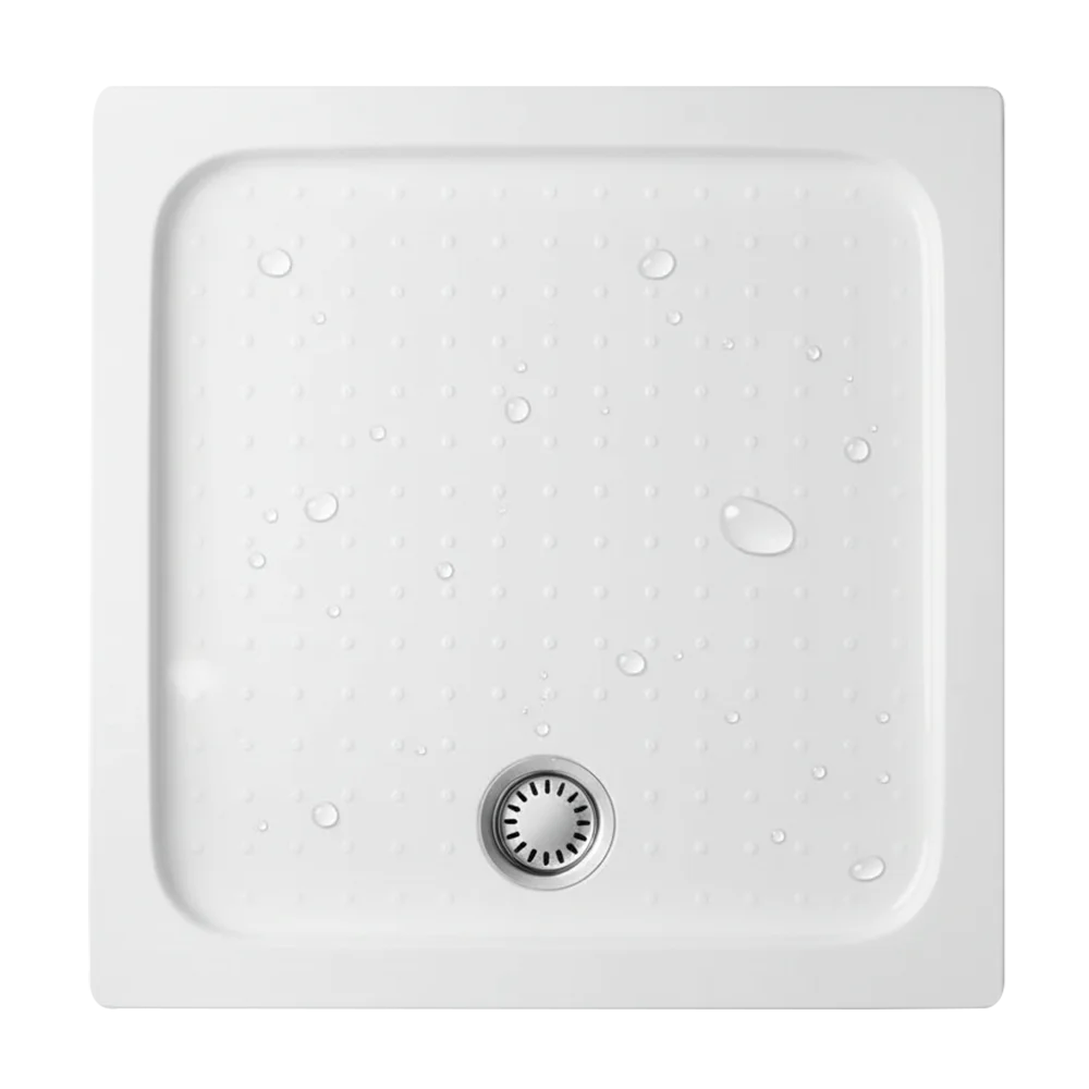 White Square Textured Shower Tray