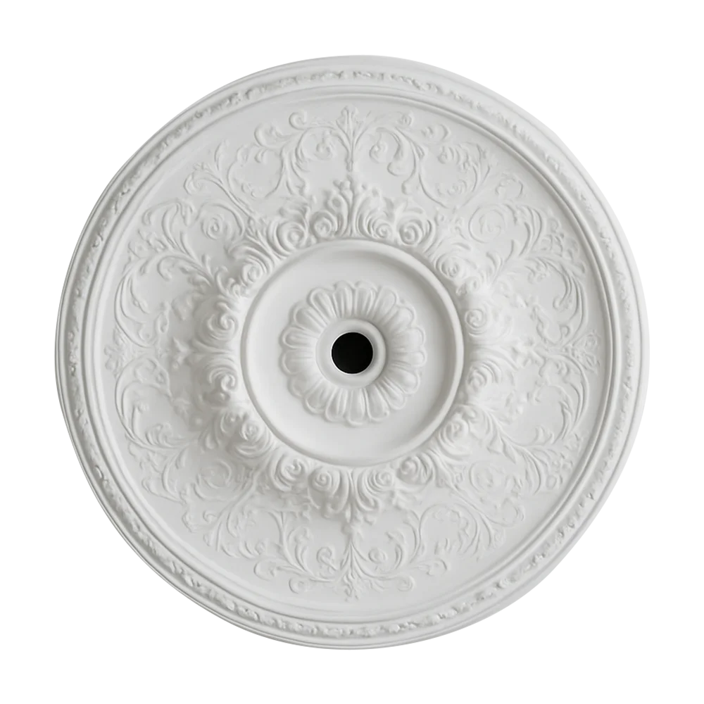 White Ornate Round Ceiling Medallion