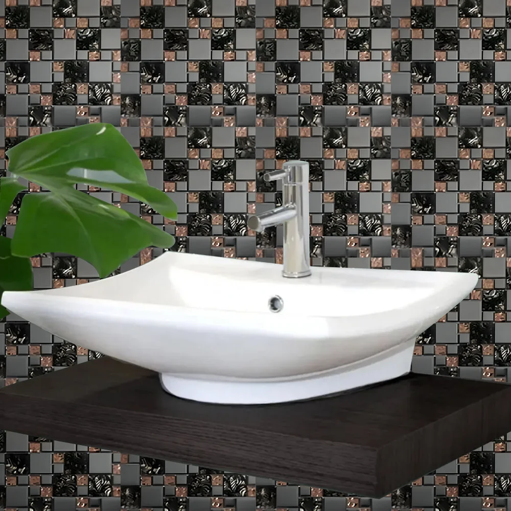 Theme Image 02 Grey & Bronze Metallic Glass Mosaic Tile
