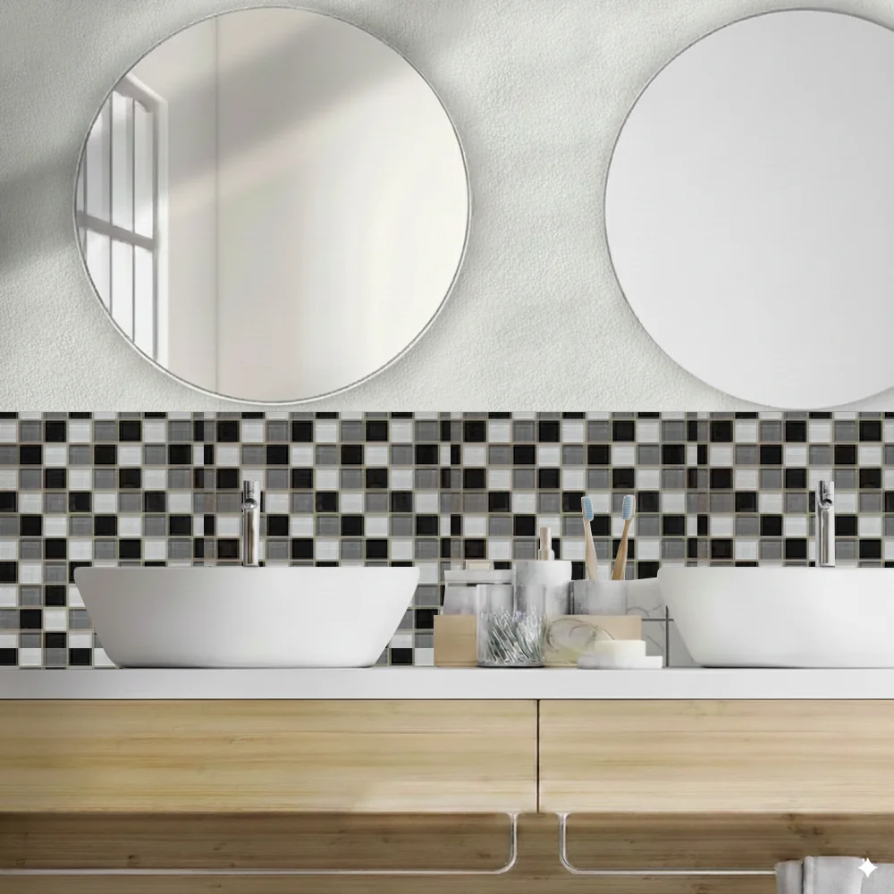 Black & White Glass Mosaic Tile