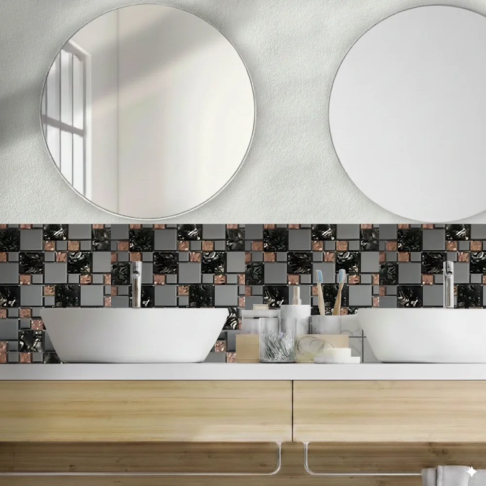 Theme Image 03 Grey & Bronze Metallic Glass Mosaic Tile