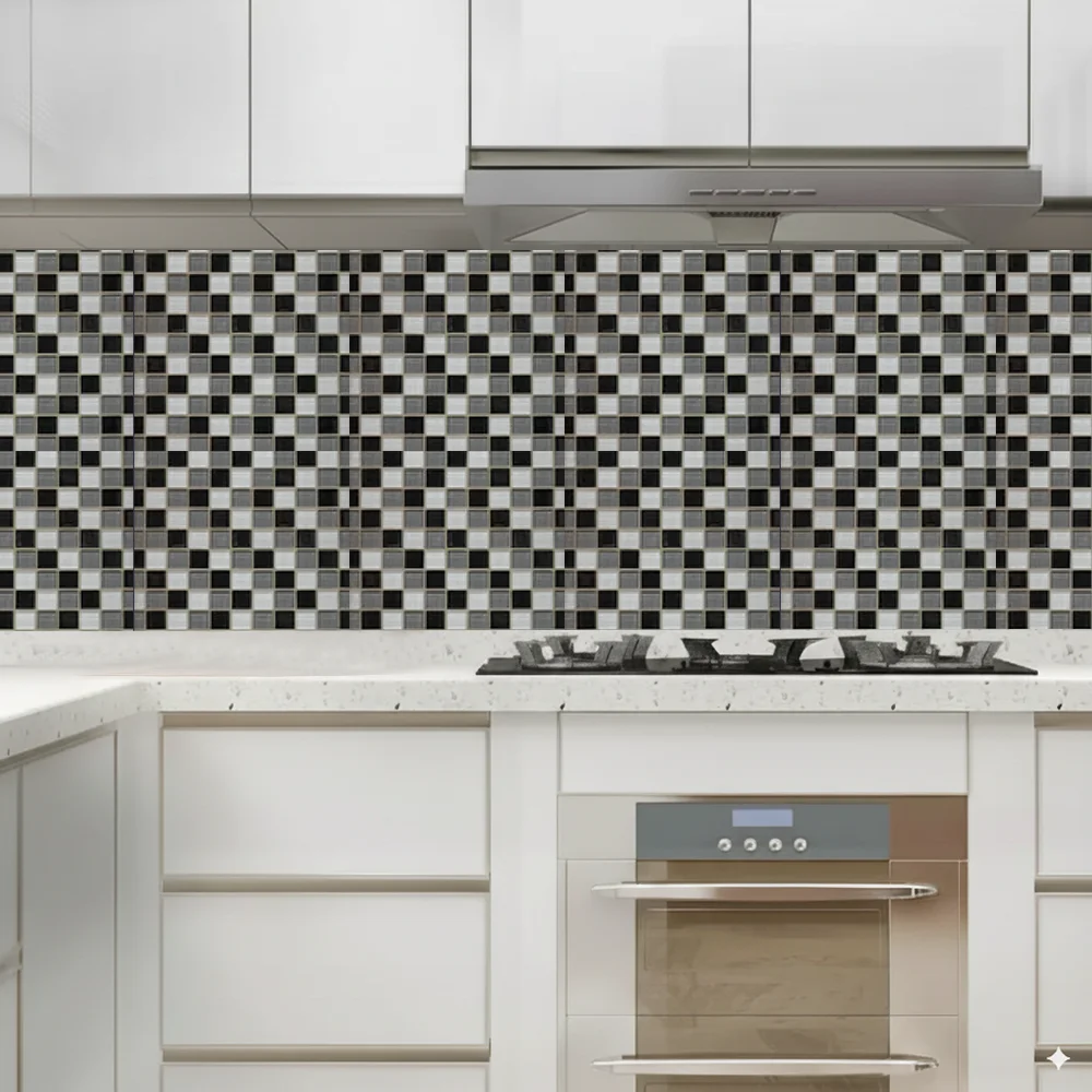 Black & White Glass Mosaic Tile