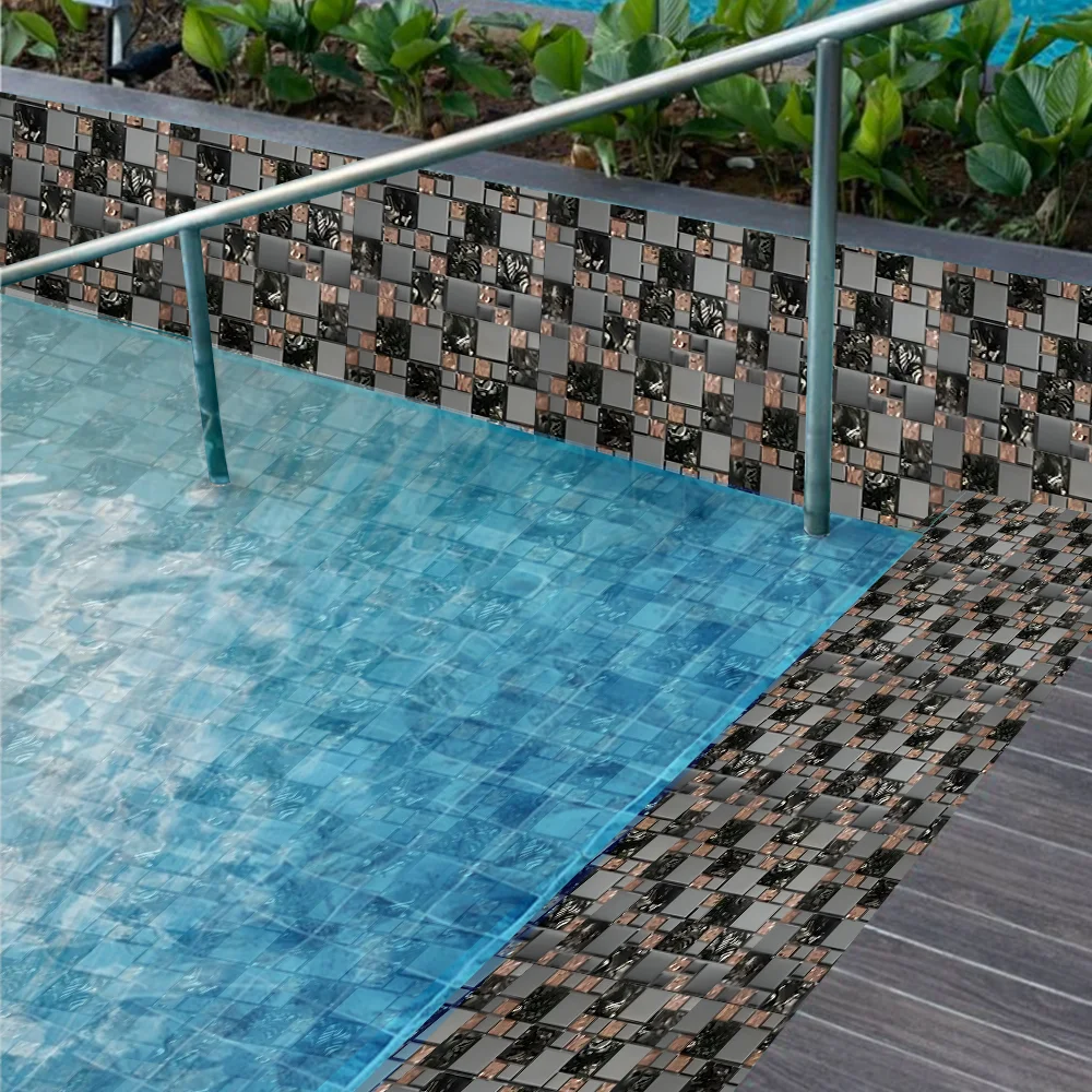 Theme Image 05 Grey & Bronze Metallic Glass Mosaic Tile