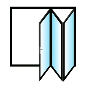 ALUMINIUM 3 PANEL FOLDING STACKING GLASS DOOR 1.8 x 2.1 m