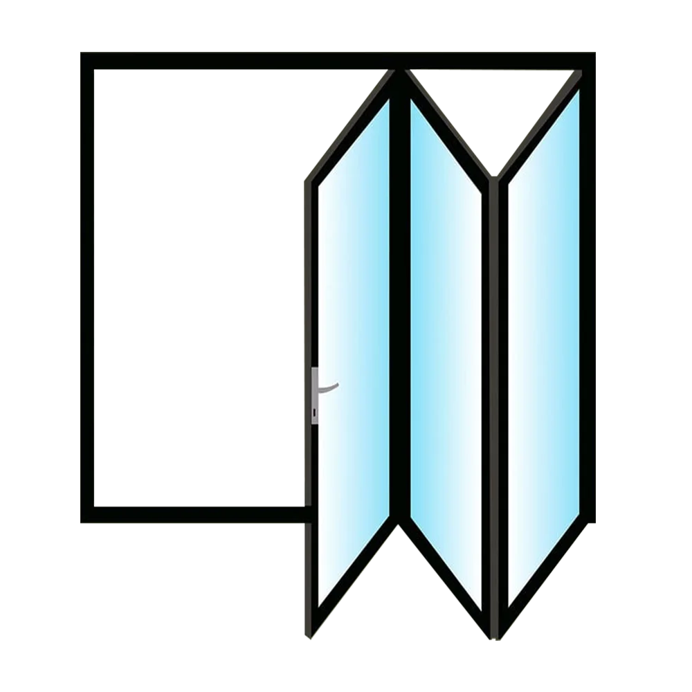 ALUMINIUM 3 PANEL FOLDING STACKING GLASS DOOR 1.8 x 2.1 m