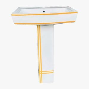 White & Gold Basin with Pedestal