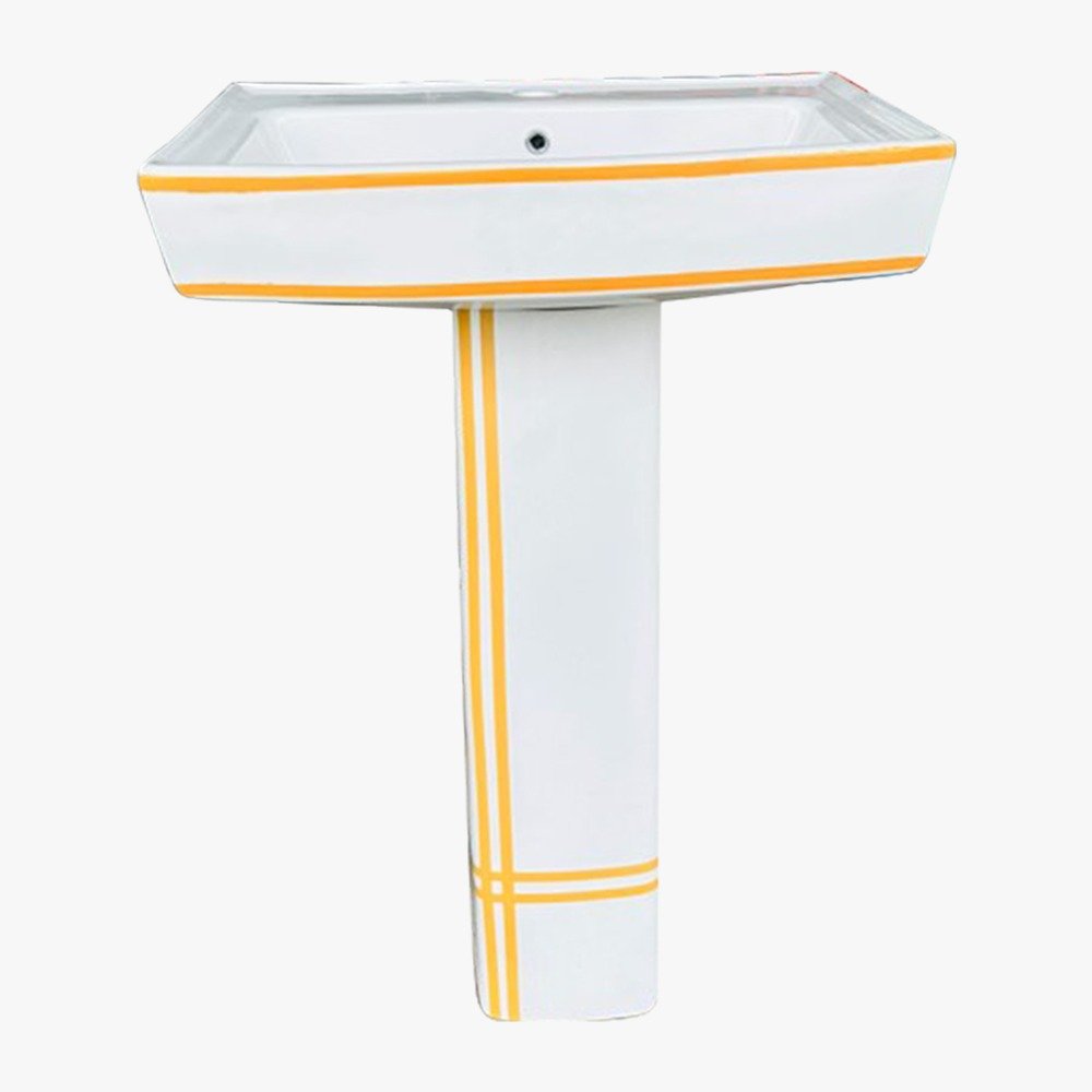White & Gold Basin with Pedestal
