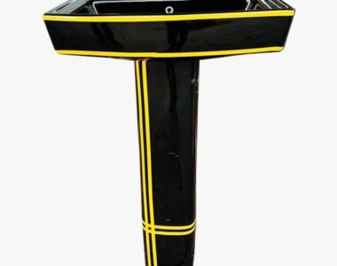 Black & Gold Basin with Pedestal