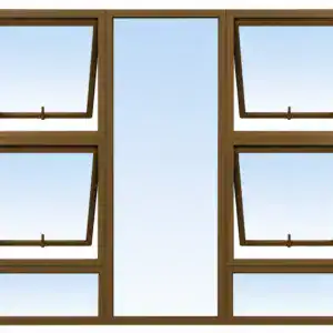 Aluminium Window P4TT1818 in 1.8M × 1.8M size from Dunnottar Hardware. Durable bronze frame, four top-hung panels, natural light and ventilation.