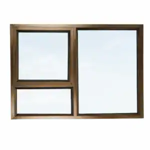 Brown Aluminium Window PT129 1.2M × 900MM with three fixed glass panels