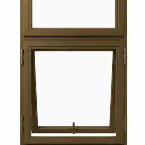 Brown Aluminium Window PT615 600MM × 1.5M with central awning opening panel and fixed glass sections