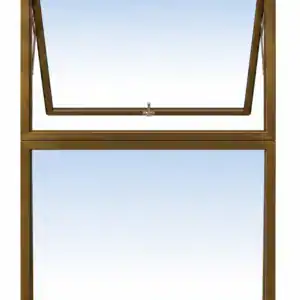 Brown Aluminium Window PT912 900MM × 1.2M with upper top-hung opening panel and lower fixed glass panel