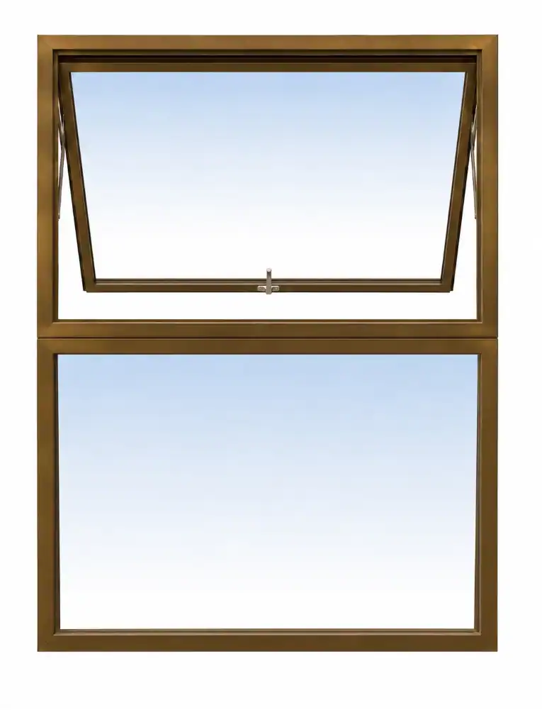 Aluminium Window PT912 – 900MM × 1.2M 1 Brown Aluminium Window PT912 900MM × 1.2M with upper top-hung opening panel and lower fixed glass panel