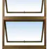 Brown Aluminium Window PTT915 900MM × 1.5M with two top-hung opening panels and lower fixed glass panel